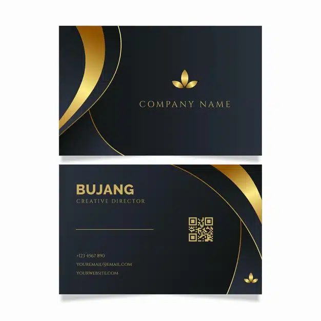 Luxury golden line business identity cards template Premium Vector