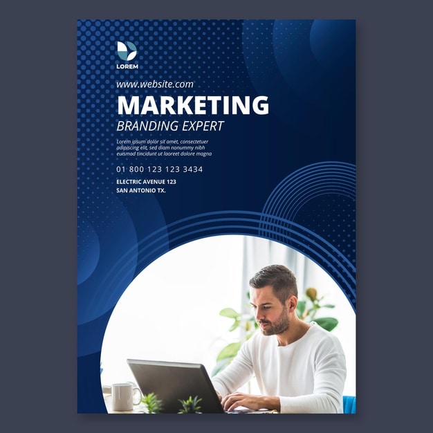 Marketing business vertical flyer template Premium Vector