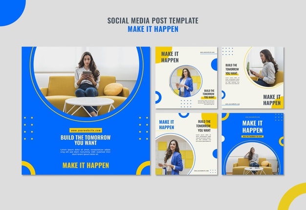 Memphis business ad social media post template Premium Psd