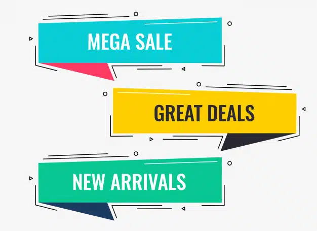 Memphis style flat sale and discount banner design Free Vector