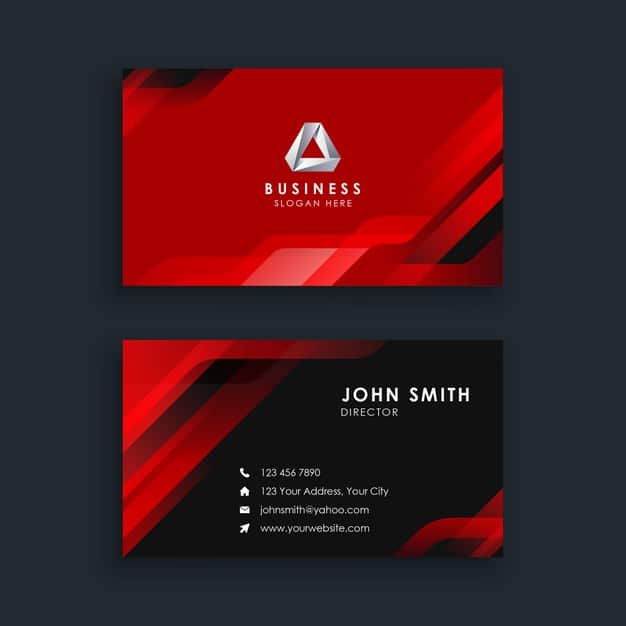 Modern abstract red business card template Premium Vector