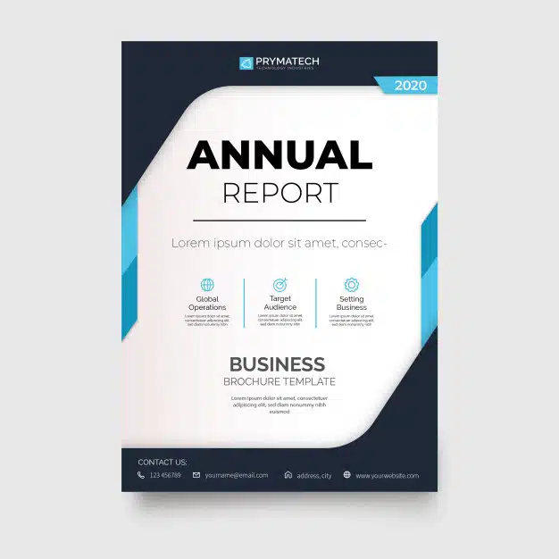 Modern annual report brochure with abstract shapes Free Vector