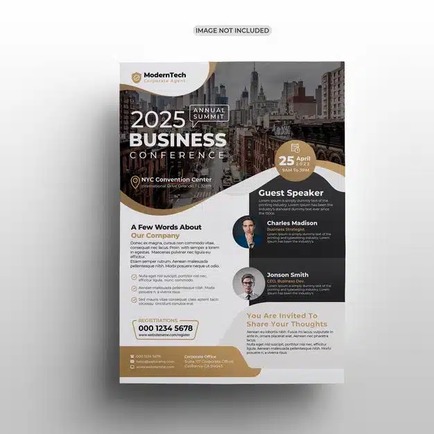 Modern business conference flyer template design Premium Psd