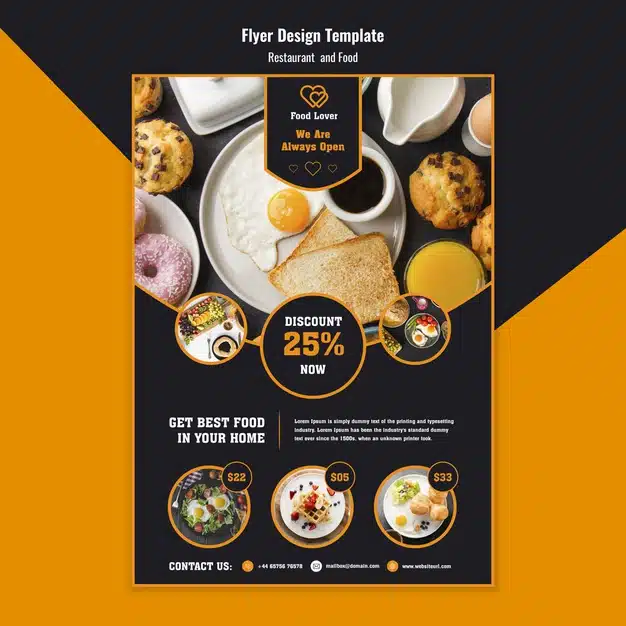 Modern flyer template for breakfast restaurant Premium Psd
