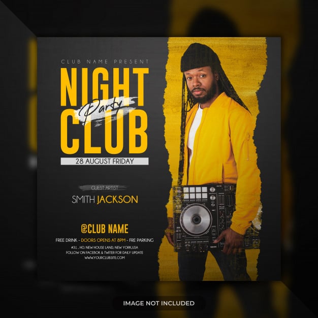 Night club party flyer template social media post banner or poster Premium Psd