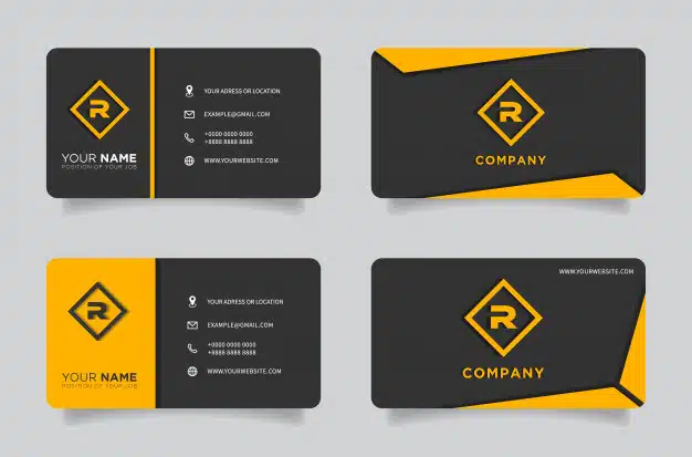 Orange and black dark modern creative business card and name card Premium Vector