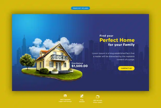 Perfect home for sale web banner template Premium Psd