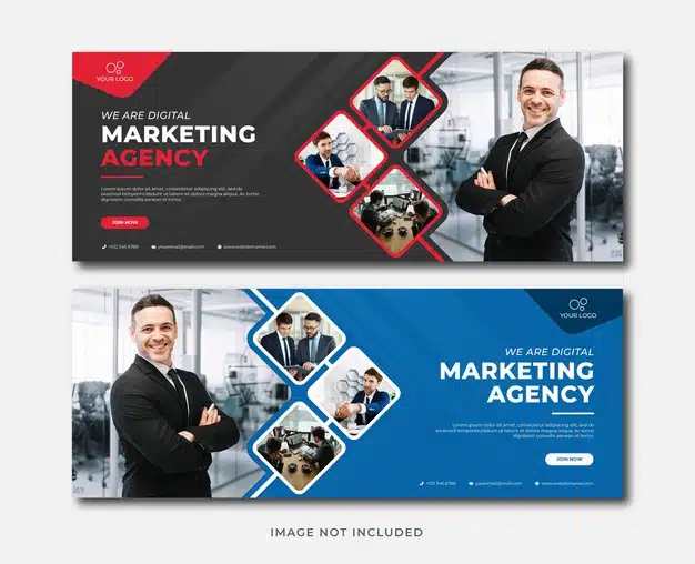 Professional digital marketing agency banner template Premium Vector