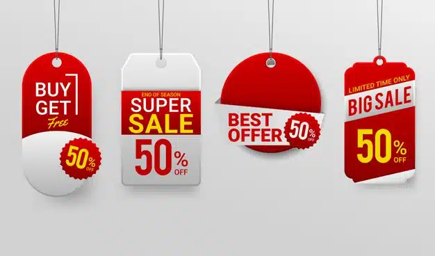 Promotion sale labels best offers Free Vector