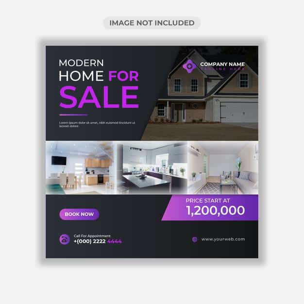 Real estate home sale web banner or social media post template Premium Vector