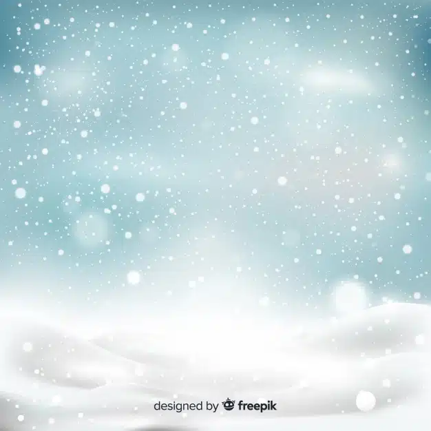 Realistic falling snowflakes in sky background Premium Vector