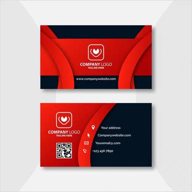 Red and black geometric business card template design Premium Vector