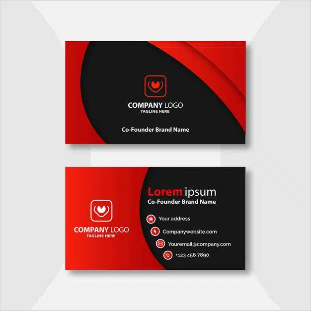 Red and black geometric business card template design Premium Vector