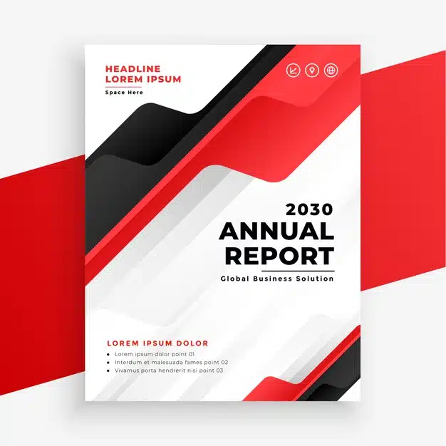 Red color annual report business brochure design template Free Vector