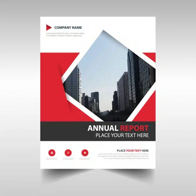 Red geometric abstract annual report template Free Vector