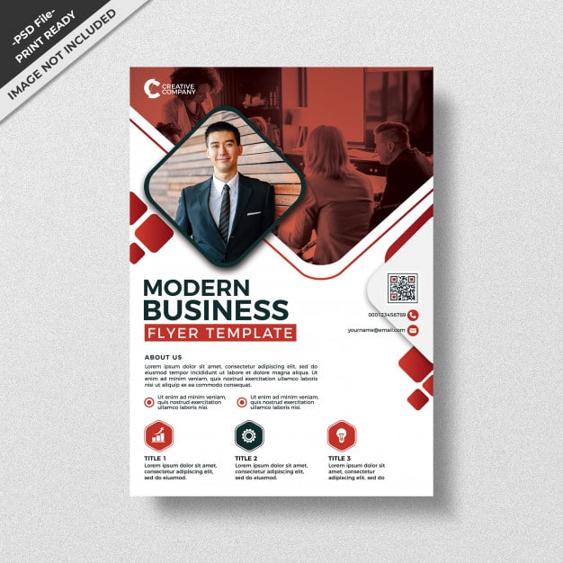 Red modern style design business flyer template Premium Psd