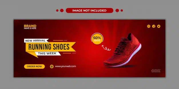 Running shoes facebook timeline cover and web template Premium Psd