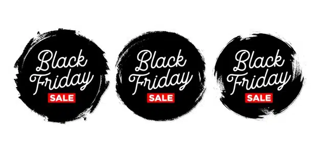Set of black friday sticker with grunge Free Vector