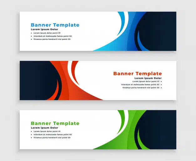 Set of modern business banners with curvy shape Free Vector