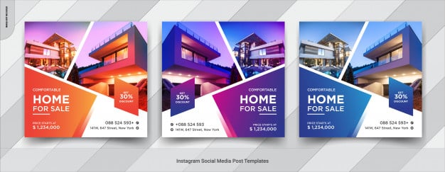 Set of real estate or home sale instagram social media post design Premium Vector