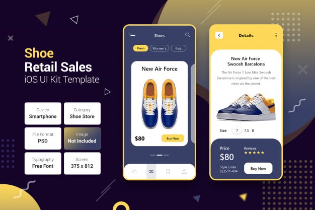 Shoe retail sales store mobile apps Premium Psd