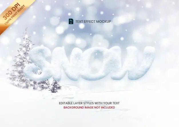 Simple snow texture logo text effect template Premium Psd