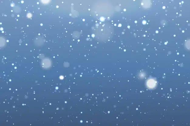 Snowfall realistic background with blurred snowflakes Premium Vector
