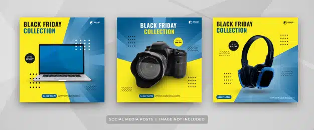 Social media post set of black friday gadget collection template Premium Vector