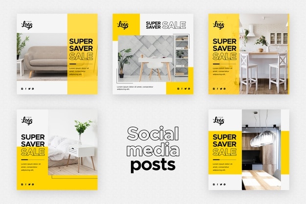 Social media posts template with home decor business Premium Psd
