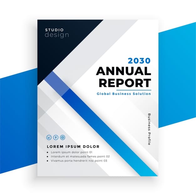 Stylish blue annual report business brochure design Free Vector