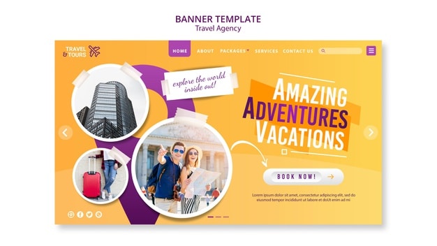 Travel agency banner template Premium Psd