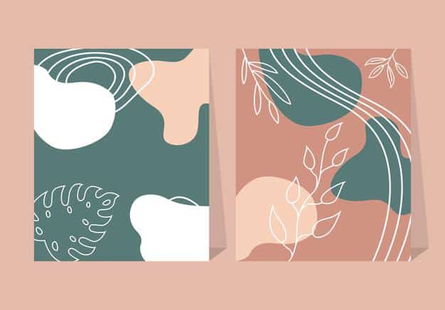 Trendy abstract square with leaves and geometric liquid elements. suitable for social media posts Premium Vector