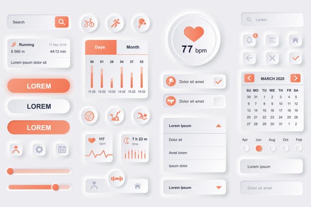 User interface elements for fitness workout mobile app