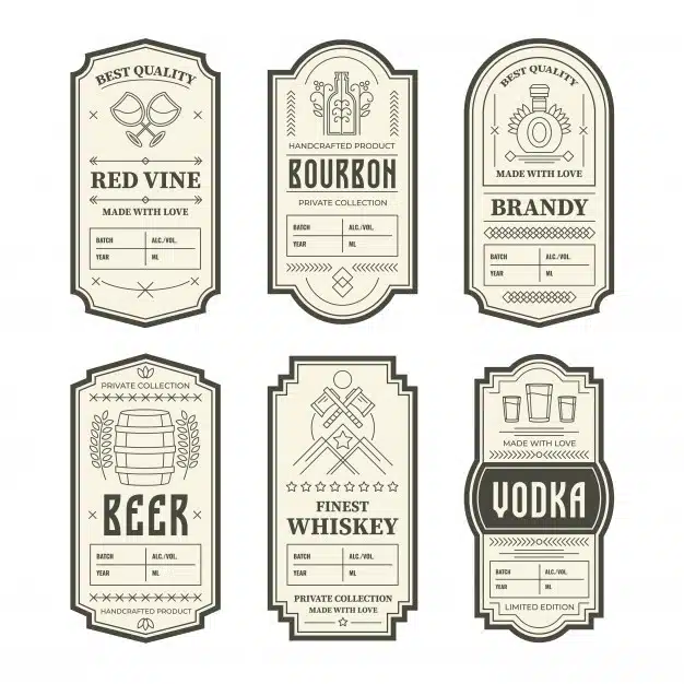 Various vintage alcohol bottle labels Free Vector