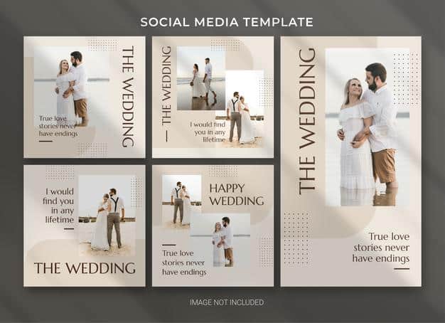 Wedding social media post bundle template Premium Psd