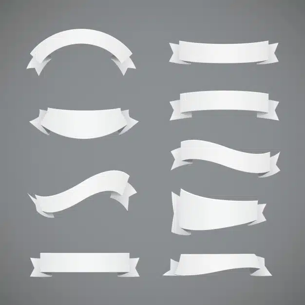 White ribbons collection Free Vector