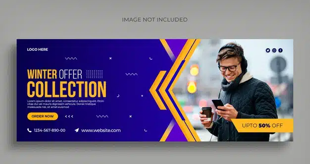 Winter fashion sale social media web banner flyer and facebook cover template Premium Psd