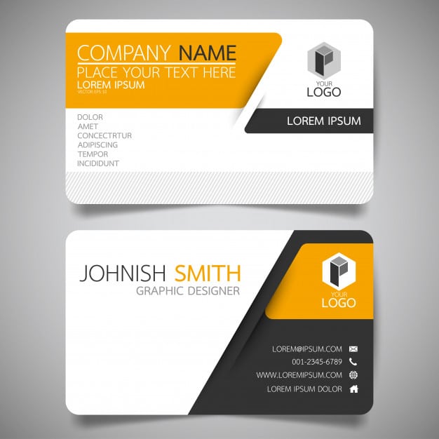 Yellow and black layout business card template. Premium Vector