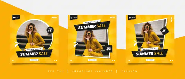 Yellow summer sale social media post template Premium Vector