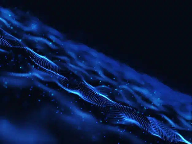 3d render of an abstract digital with modern flowing particles Free Photo