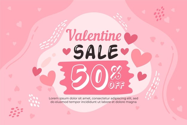 Hand drawn valentine's day sale with discount Vector