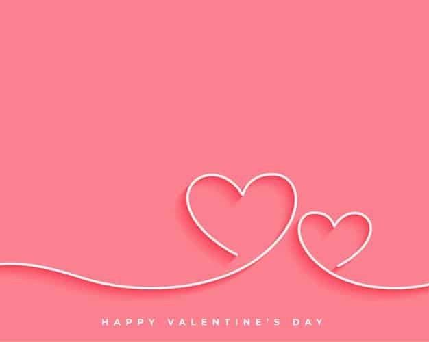 Happy valentines day line heart card design Free Vector
