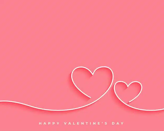 Happy valentines day line heart card design Free Vector