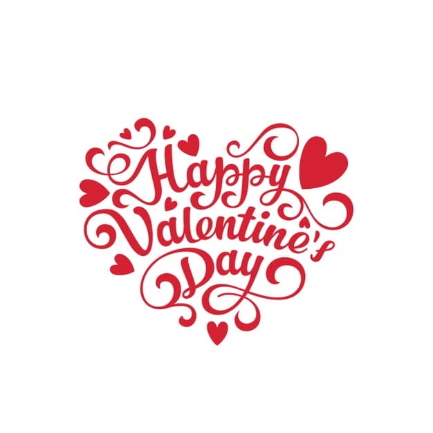 Happy valentines day text lettering heart shape Free Vector