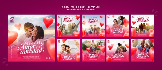 Instagram posts collection for valentines day celebration Psd