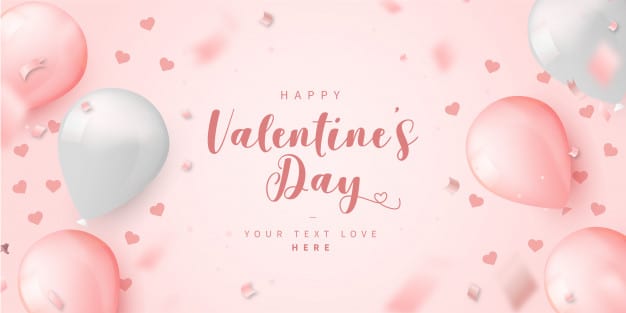 Lovely valentine's day card template with balloons Free Vector