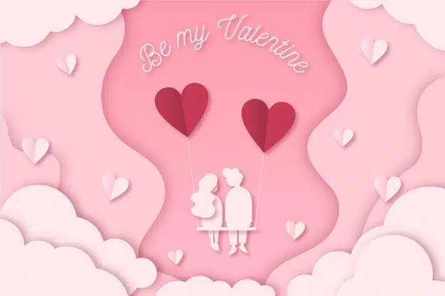 Lovely valentine's day wallpaper in paper style Vector