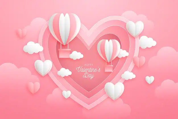 Paper style valentine's day background Free Vector
