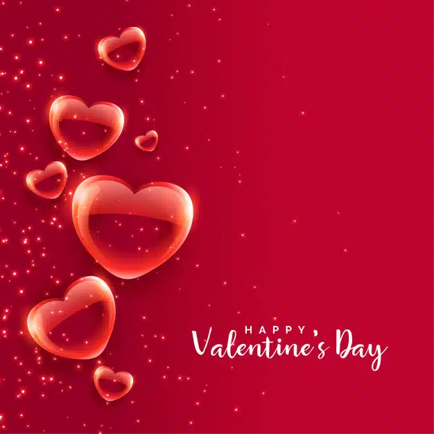 Red bubble hearts floating valentines day background Vector