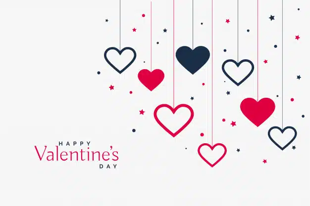 Stylish hanging hearts background for valentines day Vector